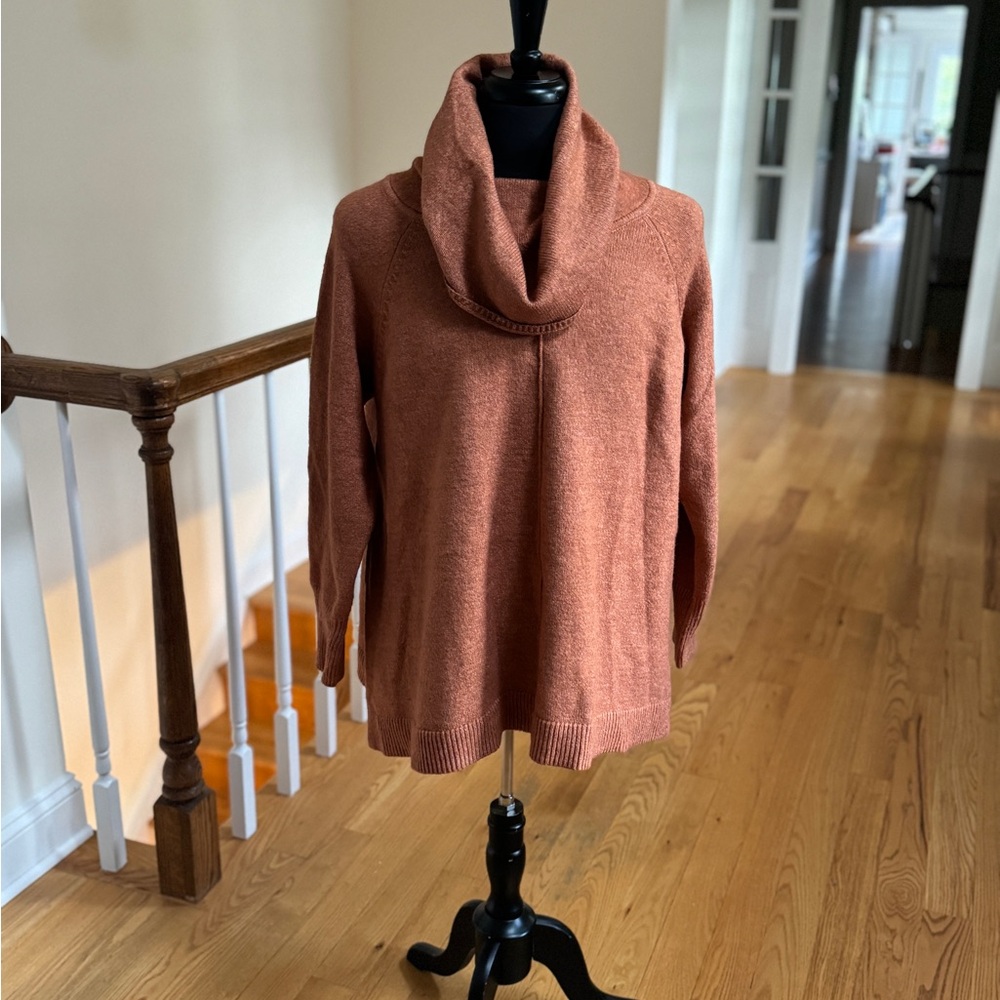 Max Studio Cowl Neck Sweater in Warm Rust